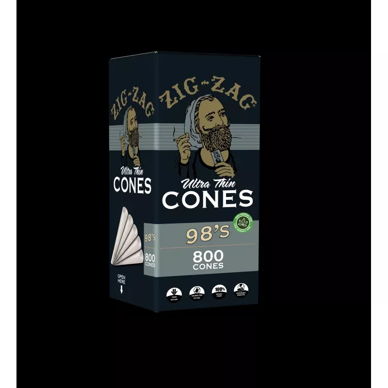 Zig-Zag Ultra-Thin 98MM Size Bulk Cones - (800 Cones Per Bulk Cones Box)