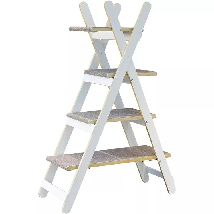 Zoovilla Modern Folding Cat Tree - 4 Level Cat Tower for Indoor Cats